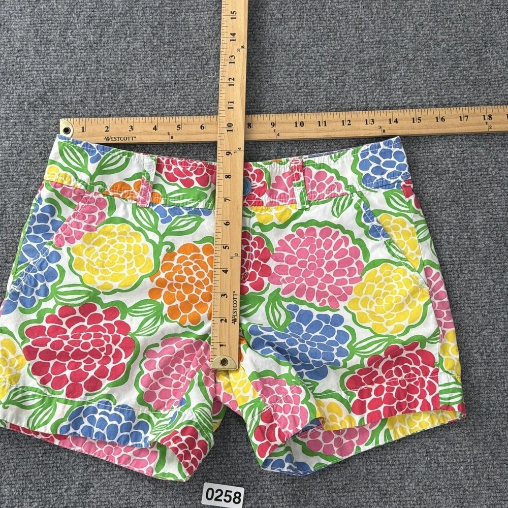 Lilly Pulitzer Shorts Womens 0 Callahan Minnie Zinny Print Cotton Floral Bright‎